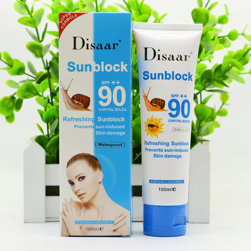 Солнцезащитный крем с экстрактом улитки 100 мл защитный для лица Disaar Sunblock 90 ++
