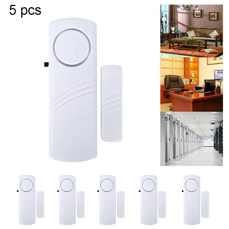 

5pcs Wireless Burglar Security Alarm System Practical Magnetic Sensor Home Window Door Entry Mc Alarm Device Easy To Install