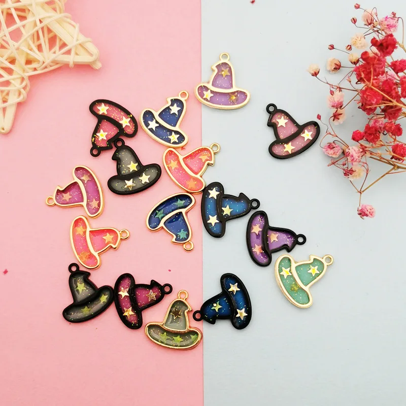 Cartoon magic hat DIY alloy oil dripping jewelry accessories K gold spray Earrings Necklace Pendant hand accessories charms
Cartoon magic hat DIY alloy oil dripping jewelry accessories K gold spray Earrings Necklace Pendant hand accessories charms