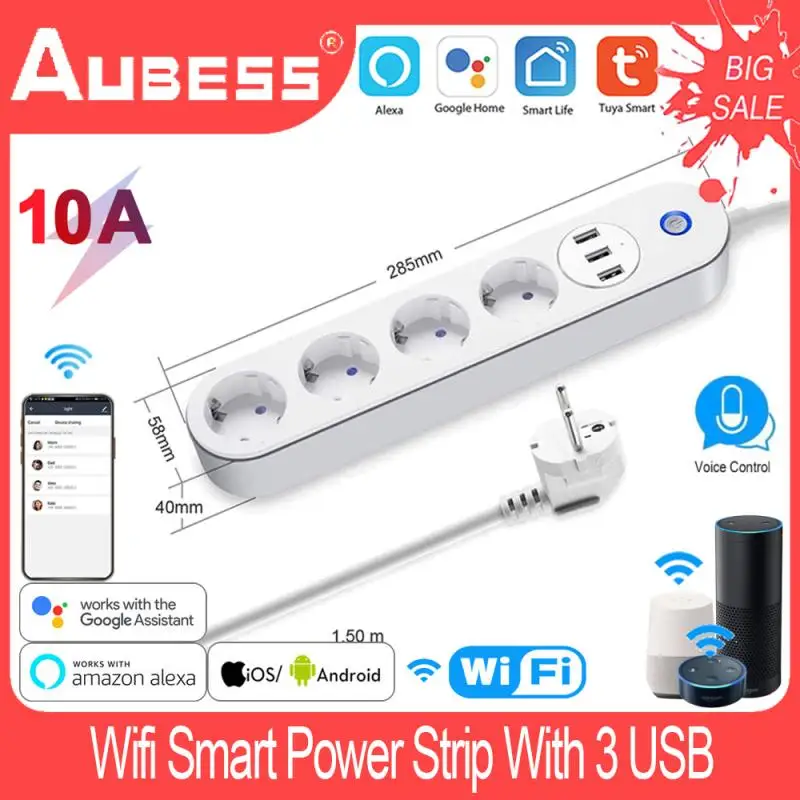 Универсальный умный удлинитель Tuya, Wi-Fi розетка с 4 розетками и 3 USB-портами, голосовое управление, для Alexa Google
Универсальный умный удлинитель Tuya, Wi-Fi розетка с 4 розетками и 3 USB-портами, голосовое управление, для Alexa Google