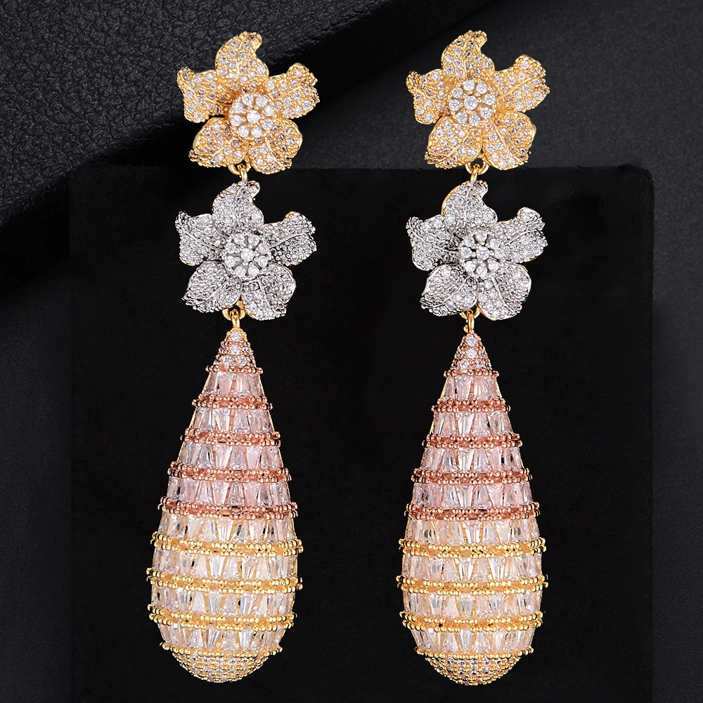 LARRAURI Trendy Cubic Zirconia Flower Pierced Dangle Drop Earrings Earrings For Women Indian Nigerian Engagement Earrings 2019
LARRAURI Trendy Cubic Zirconia Flower Pierced Dangle Drop Earrings Earrings For Women Indian Nigerian Engagement Earrings 2019