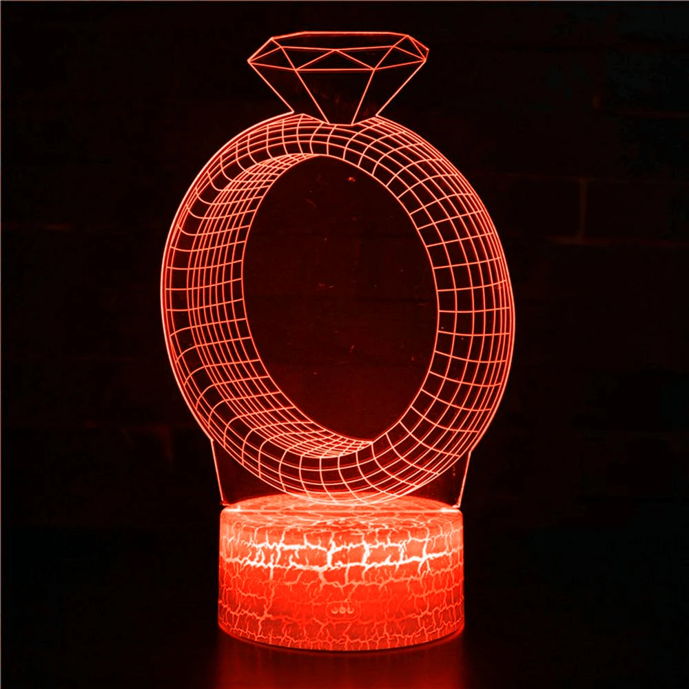 Diamond Ring Ring Creative 3D LED Night Light New Fantasy Illusion Colorful USB Illusion Table Lamp Home Decoration Light Gift
Diamond Ring Ring Creative 3D LED Night Light New Fantasy Illusion Colorful USB Illusion Table Lamp Home Decoration Light Gift