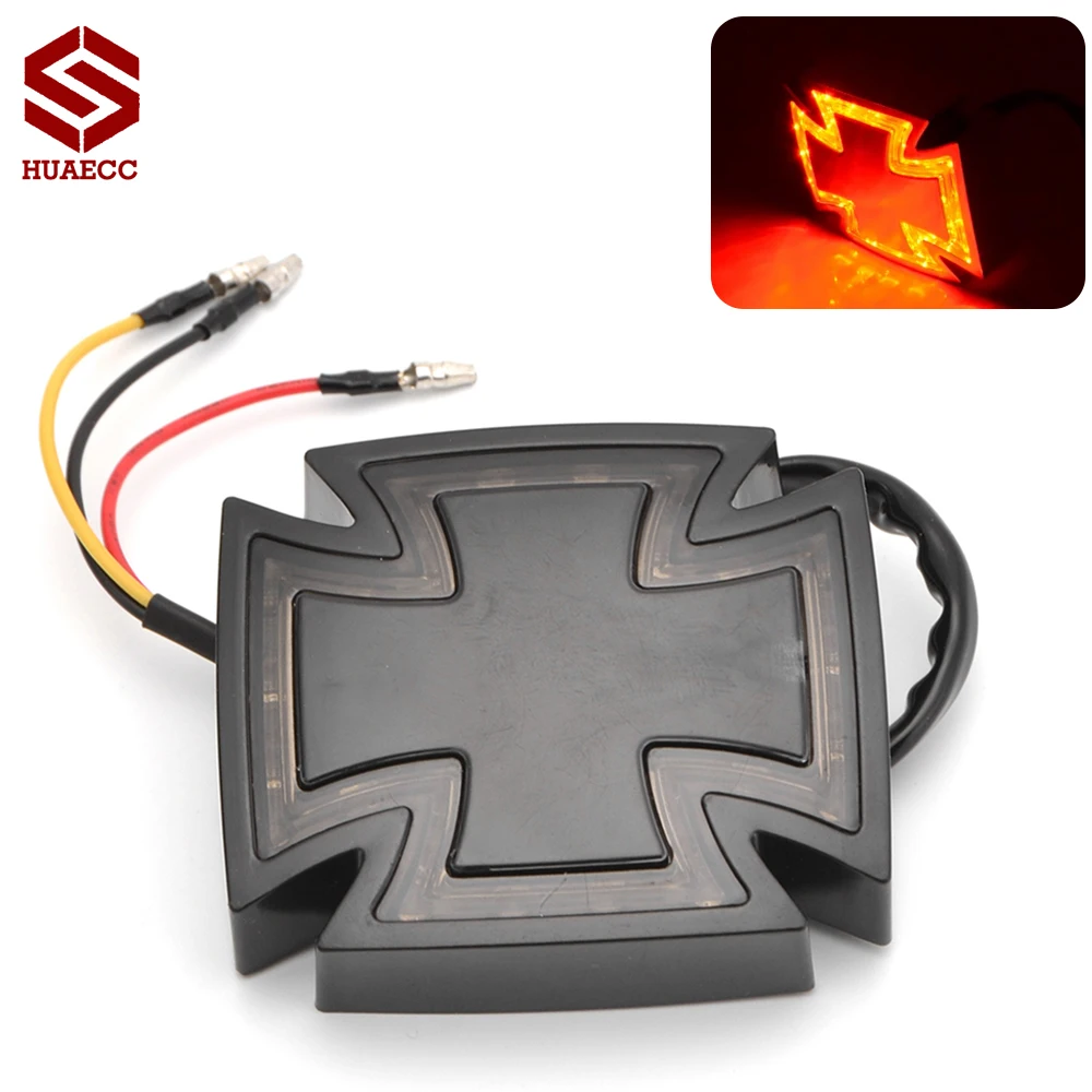 Universal 12V Motorcycle LED Rear Tail Brake Light Red Iron Cross Chrome Brake Taillight LED with License Plate Light
Universal 12V Motorcycle LED Rear Tail Brake Light Red Iron Cross Chrome Brake Taillight LED with License Plate Light