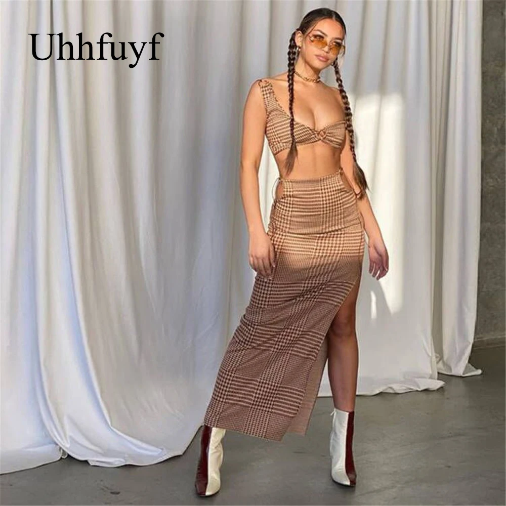 Uhhfuyf 2021 летняя Клетчатая Женская одежда, комплекты с одним плечом, топ с открытой спиной и юбка с Боковым Разрезом, женские костюмы из двух пр...
Uhhfuyf 2021 летняя Клетчатая Женская одежда, комплекты с одним плечом, топ с открытой спиной и юбка с Боковым Разрезом, женские костюмы из двух пр...