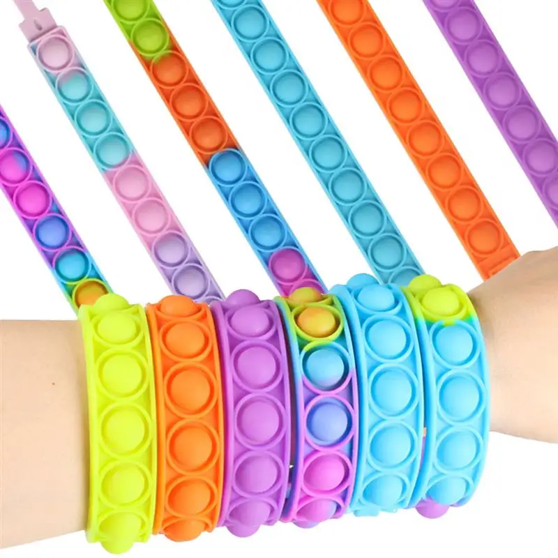 6 Pack Stress Relief Wristband Toys Rainbow Wearable Push Bubble Sensory Silicone Bracelet Toy Press Decompression Toy
6 Pack Stress Relief Wristband Toys Rainbow Wearable Push Bubble Sensory Silicone Bracelet Toy Press Decompression Toy
