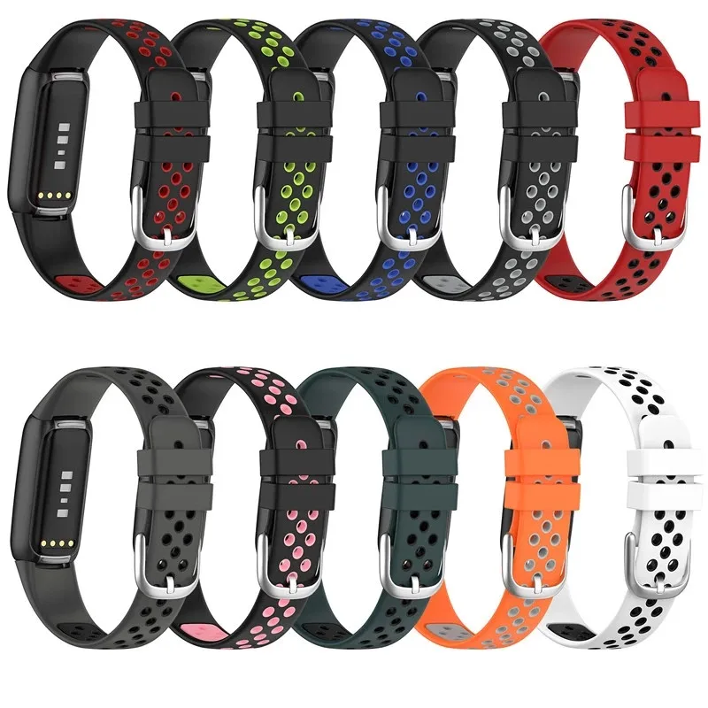 

Силиконовые ремешки для умных часов Fitbit Luxe, двухцветные дышащие сменные спортивные ремешки высокого качества