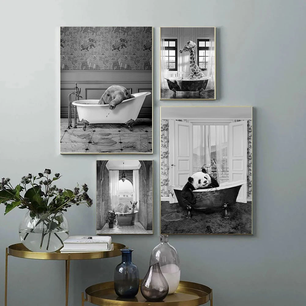 Canvas Painting Black and White Animals Bathroom Photo Wall Art Pictures Giraffe Elephant Funny Posters Animes Room Decor
Canvas Painting Black and White Animals Bathroom Photo Wall Art Pictures Giraffe Elephant Funny Posters Animes Room Decor