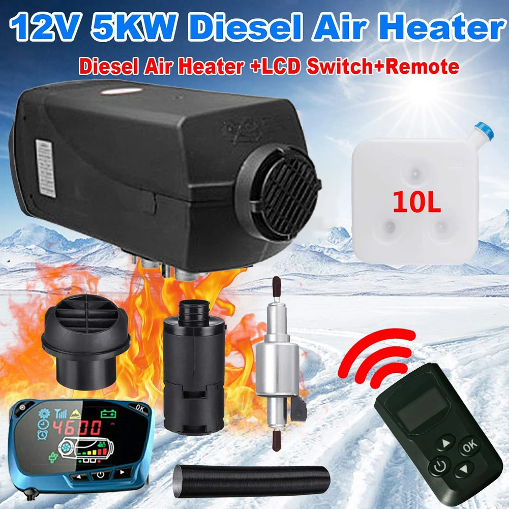 Car Heater 5KW 12V/24V Air Diesels Heater Parking Heater With Remote Control LCD Monitor For, Motorhome Trailer, Trucks, Boats 
Car Heater 5KW 12V/24V Air Diesels Heater Parking Heater With Remote Control LCD Monitor For, Motorhome Trailer, Trucks, Boats