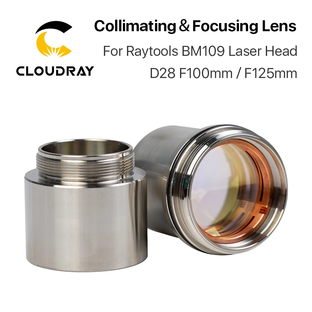 

Cloudray 2Pcs BM109 1.5KW Collimating & Focusing Lens D28 F100 F125mm with Lens Holder for Raytools Laser Cutting Head BM109