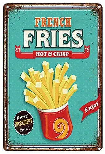 French Fries Theme Wall Decor Metal Sign 8x12 Inches Restaurant Bar Kitchen Poster Nostalgic Retro Home Decoration Tin Signs
French Fries Theme Wall Decor Metal Sign 8x12 Inches Restaurant Bar Kitchen Poster Nostalgic Retro Home Decoration Tin Signs