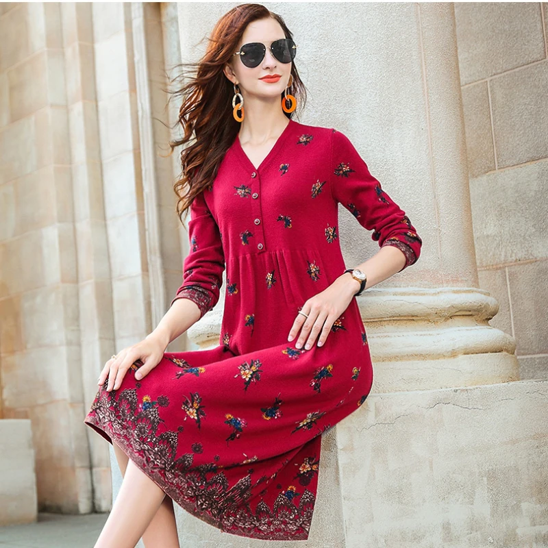 New Red Wool Knitting Dress Female Autumn Winter 2021 Loose Long Hair Dress Knee-length Dress
New Red Wool Knitting Dress Female Autumn Winter 2021 Loose Long Hair Dress Knee-length Dress