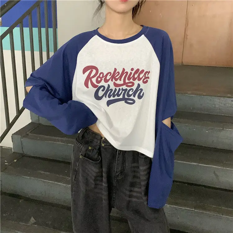 Short top women's 2021 spring and autumn new BF style long sleeve T-shirt for female students
Short top women's 2021 spring and autumn new BF style long sleeve T-shirt for female students