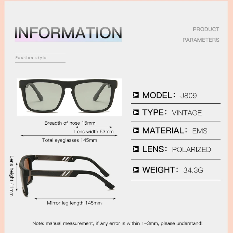 LongKeeper Polarized Photochromic Sunglasses Men New Change Color Glasses Male Vintage TR90 Square Frame Driving Sun Glasses
LongKeeper Polarized Photochromic Sunglasses Men New Change Color Glasses Male Vintage TR90 Square Frame Driving Sun Glasses