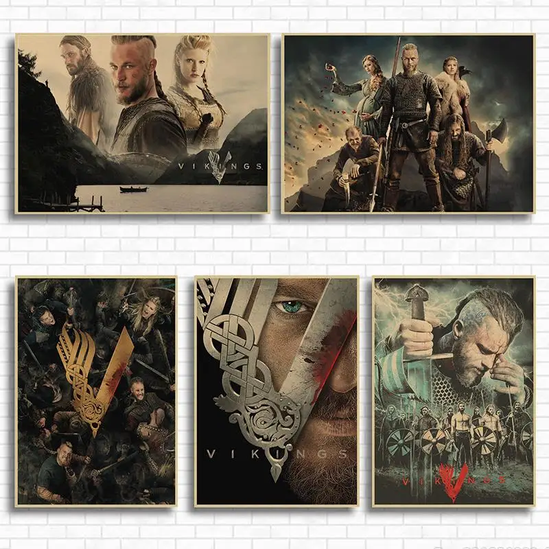 Новые Vikings классический фильм крафт бумага Плакат Бар Кафе гостиная столовая