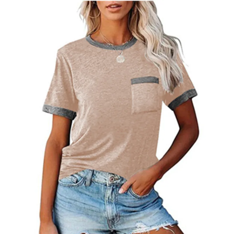 2021 Summer New O-Neck Pullover Short Sleeve T Shirt Pocket Stitching Women Tees harajuku shirt Casual Wild Ladies Top.
2021 Summer New O-Neck Pullover Short Sleeve T Shirt Pocket Stitching Women Tees harajuku shirt Casual Wild Ladies Top.