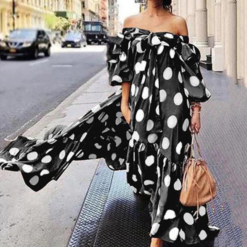 Summer Boho Dress Polka Dot Beach Dress Vintage Ruffles Off Shoulder Long Sleeve Party Swing Dress Sundress Vestidos Plus Size
Summer Boho Dress Polka Dot Beach Dress Vintage Ruffles Off Shoulder Long Sleeve Party Swing Dress Sundress Vestidos Plus Size