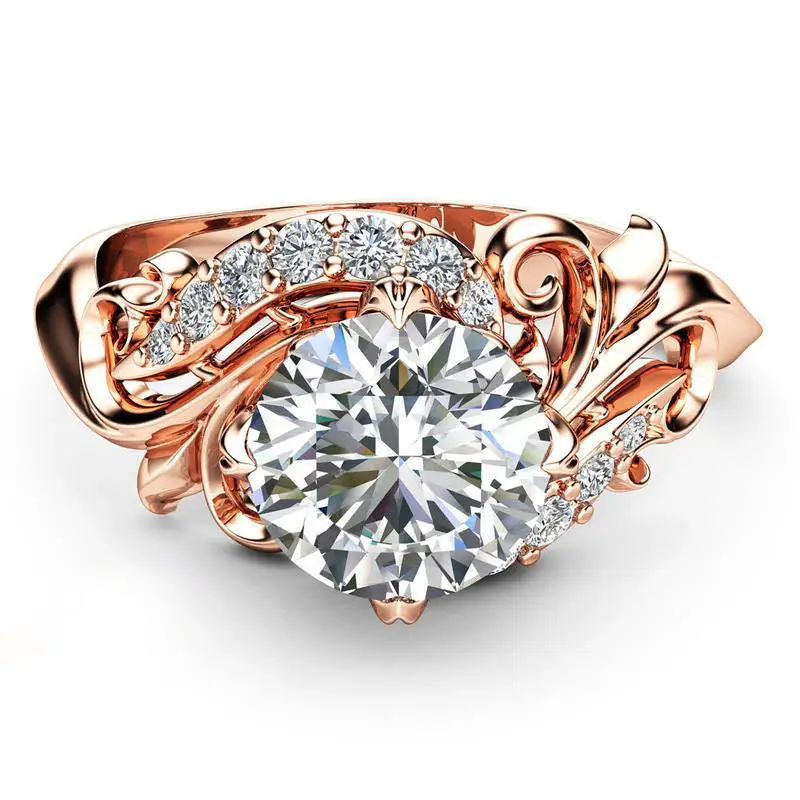 Hot Sale New Rose Gold Color Flower White Zirconia Ring for Women Party Wedding Jewelry Female Accesssories
Hot Sale New Rose Gold Color Flower White Zirconia Ring for Women Party Wedding Jewelry Female Accesssories