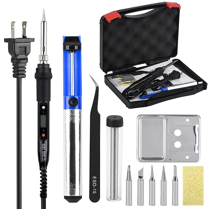 Fast Heat Soldering Iron Electric Welding Work Kits Hand Tools Kit Soldering Set With Tweezers Holder 5tips Solder Wire BGA SMD
Fast Heat Soldering Iron Electric Welding Work Kits Hand Tools Kit Soldering Set With Tweezers Holder 5tips Solder Wire BGA SMD