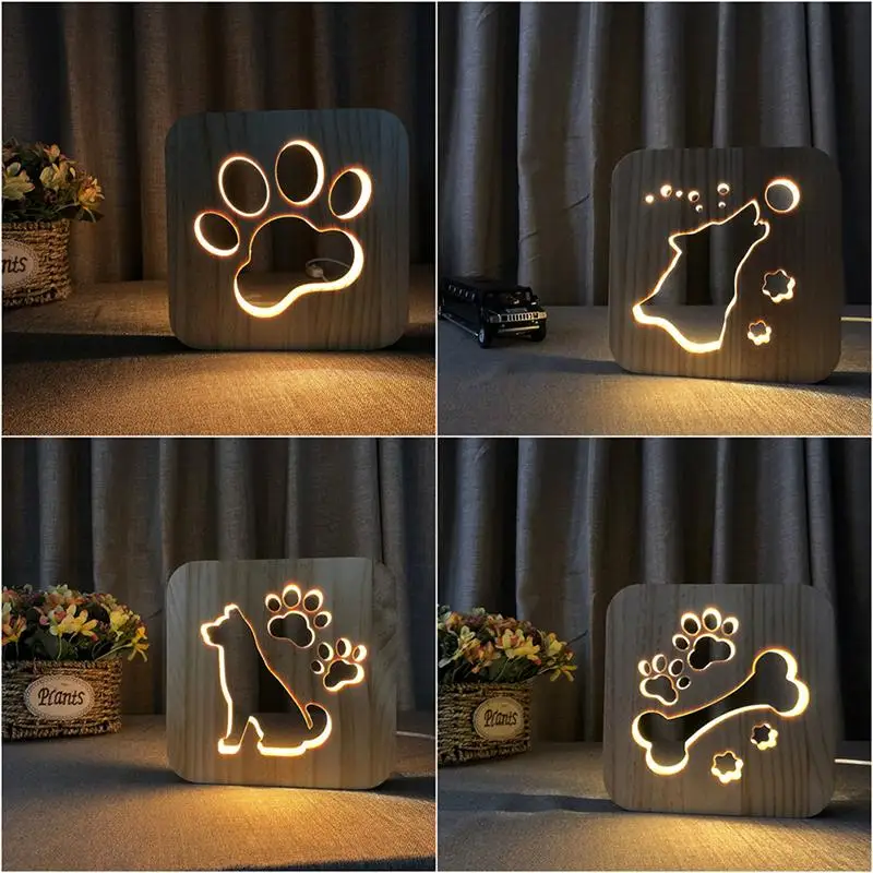 LED Creative USB Night Light Wooden Dog Paw Wolf Head Lamp Kids Bedroom Decoration Warm Light Table Lamp for Children Gift Lamps
LED Creative USB Night Light Wooden Dog Paw Wolf Head Lamp Kids Bedroom Decoration Warm Light Table Lamp for Children Gift Lamps