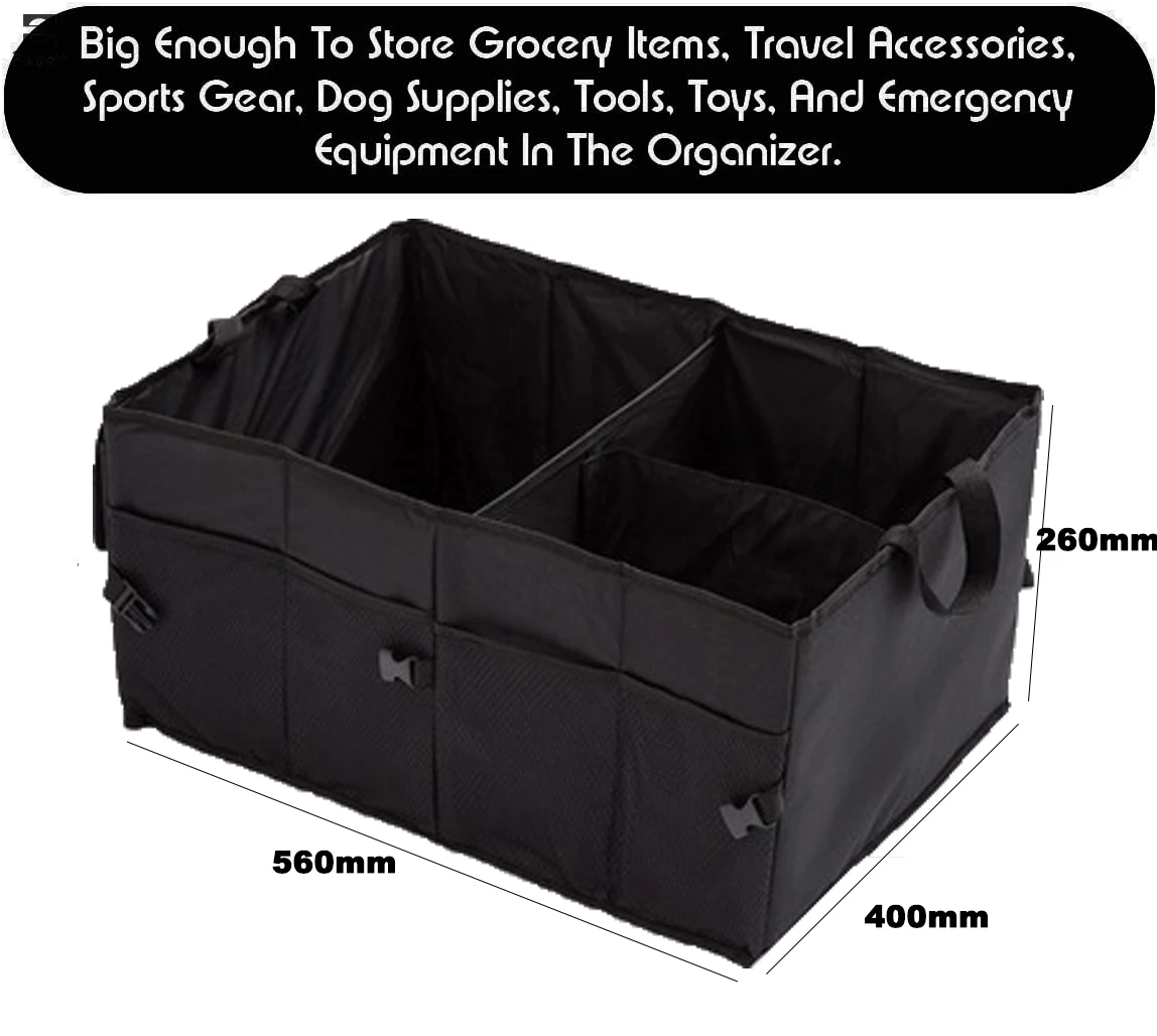 Auto Trunk Organizer Multipurpose Folding Sturdy For Car Van and Truck With Dual Handles And Stiff Base Plate For Bottom Support
Auto Trunk Organizer Multipurpose Folding Sturdy For Car Van and Truck With Dual Handles And Stiff Base Plate For Bottom Support