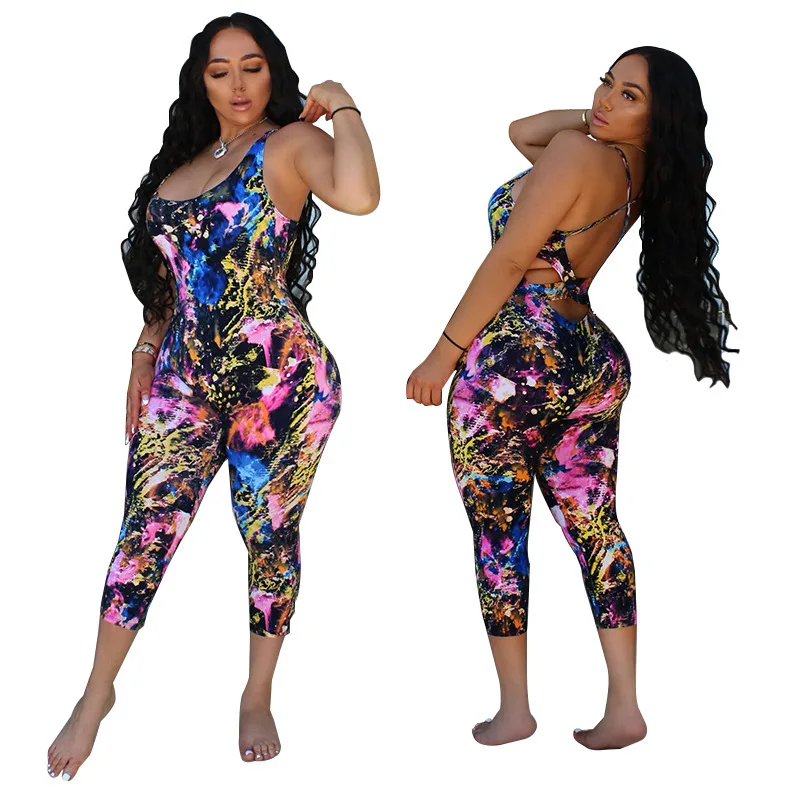Newon Colorful Tie Dye Print Back Hollow-out Slim Calf-length Jumpsuit Hot Sale Summer Casual Sexy Women's Rompers Overalls
Newon Colorful Tie Dye Print Back Hollow-out Slim Calf-length Jumpsuit Hot Sale Summer Casual Sexy Women's Rompers Overalls