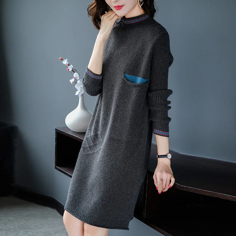 Women Trendy Style Long Sweater Autumn Lady Sweater Dress Pullover Knit Dress Free Shipping
Women Trendy Style Long Sweater Autumn Lady Sweater Dress Pullover Knit Dress Free Shipping