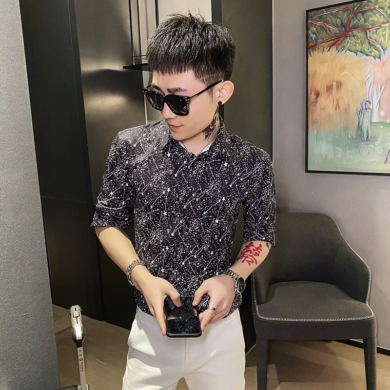 Korean Summer Chemise Homme Fashion 2021 Half Sleeve Men Casual Shirts Slim Fit Simple Night Club/Streetwear/Prom Tuxedo Dress
Korean Summer Chemise Homme Fashion 2021 Half Sleeve Men Casual Shirts Slim Fit Simple Night Club/Streetwear/Prom Tuxedo Dress