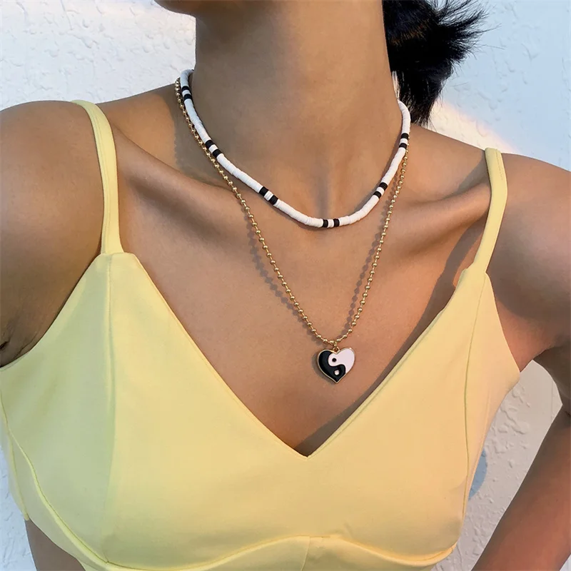 2 Colors Multilayer Necklace Creative Dripping Oil Gossip Tai Chi Love Pendant Jewelry Fashion Gift For Girl Chain Jewelry
2 Colors Multilayer Necklace Creative Dripping Oil Gossip Tai Chi Love Pendant Jewelry Fashion Gift For Girl Chain Jewelry