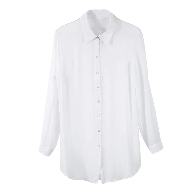 Spring and autumn pajamas feminine white shirt chiffon mid-length shirt nightdress home service summer thin section
Spring and autumn pajamas feminine white shirt chiffon mid-length shirt nightdress home service summer thin section