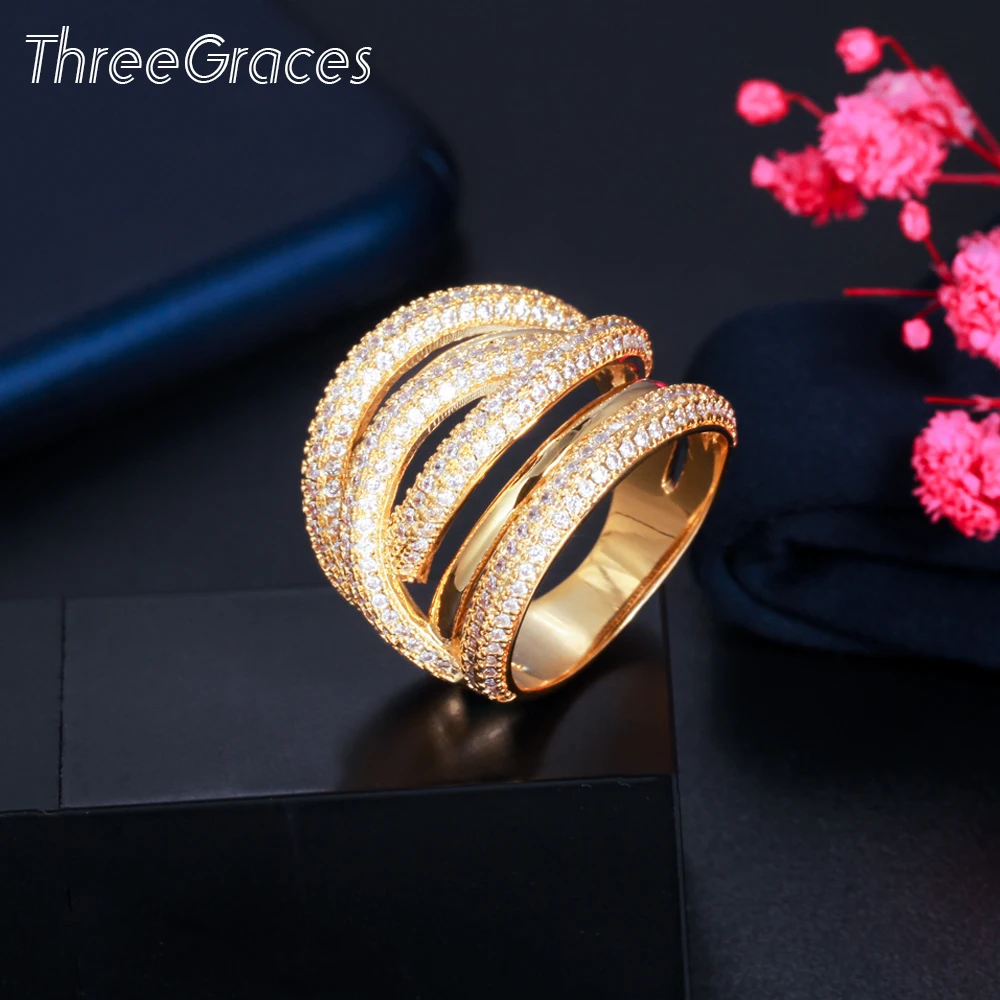 ThreeGraces Brand African Dubai CZ Crystal Gold Color Multilayer Elegant Wedding Rings for Brides Party Costume Jewelry RG148
ThreeGraces Brand African Dubai CZ Crystal Gold Color Multilayer Elegant Wedding Rings for Brides Party Costume Jewelry RG148