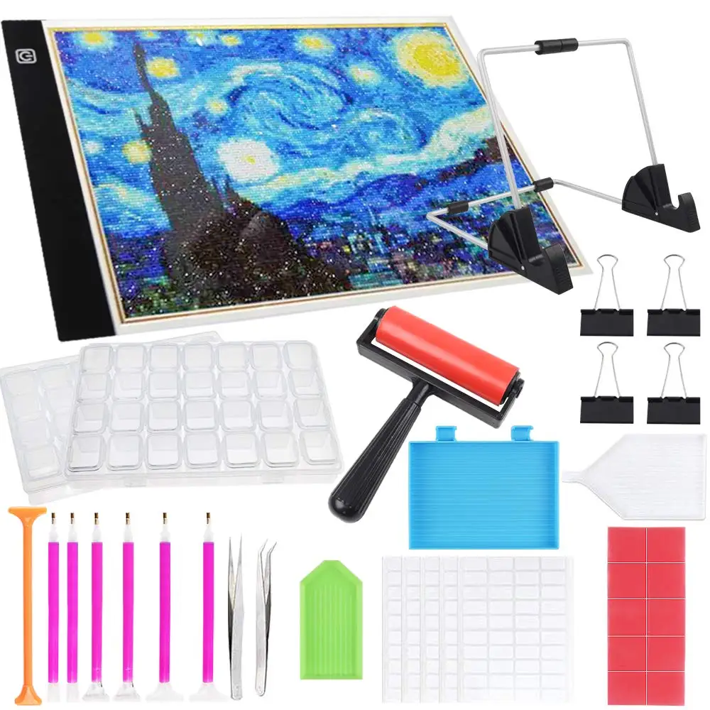 A4 LED Light Pad for Diamond Painting Accessories, Powered Light Board Kit, Adjustable Brightness with Detachable Stand
A4 LED Light Pad for Diamond Painting Accessories, Powered Light Board Kit, Adjustable Brightness with Detachable Stand