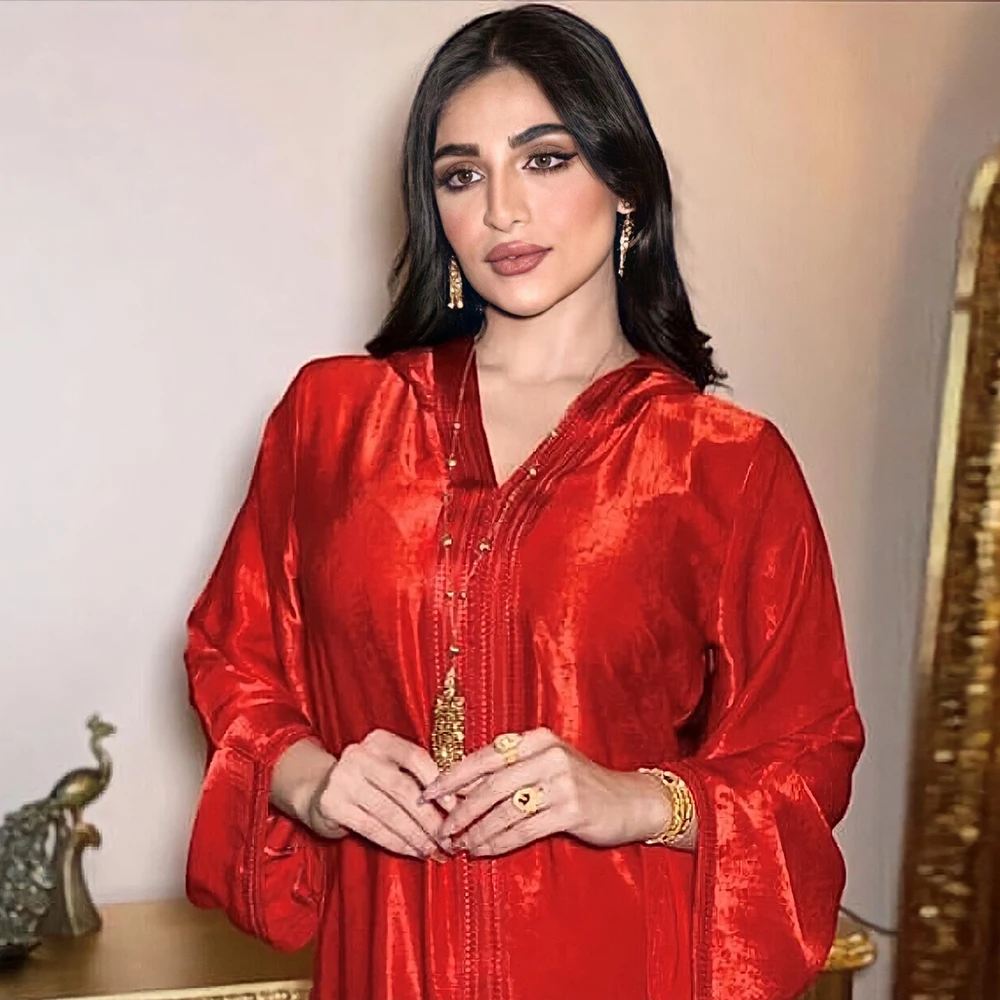 Moroccan Turkish Arabic Muslim Clothes Red Dubai Hooded Abaya Dress For Women France Velvet Ribbon Long Sleeve Hooded Robe
Moroccan Turkish Arabic Muslim Clothes Red Dubai Hooded Abaya Dress For Women France Velvet Ribbon Long Sleeve Hooded Robe