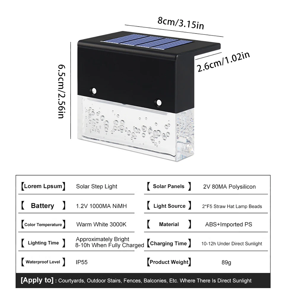 8PCS LED Solar Light Deck Light Fence Light Solar LED Light Outdoor Garden Lights Outdoor Street Lamp Stair Lights Step Lights
8PCS LED Solar Light Deck Light Fence Light Solar LED Light Outdoor Garden Lights Outdoor Street Lamp Stair Lights Step Lights