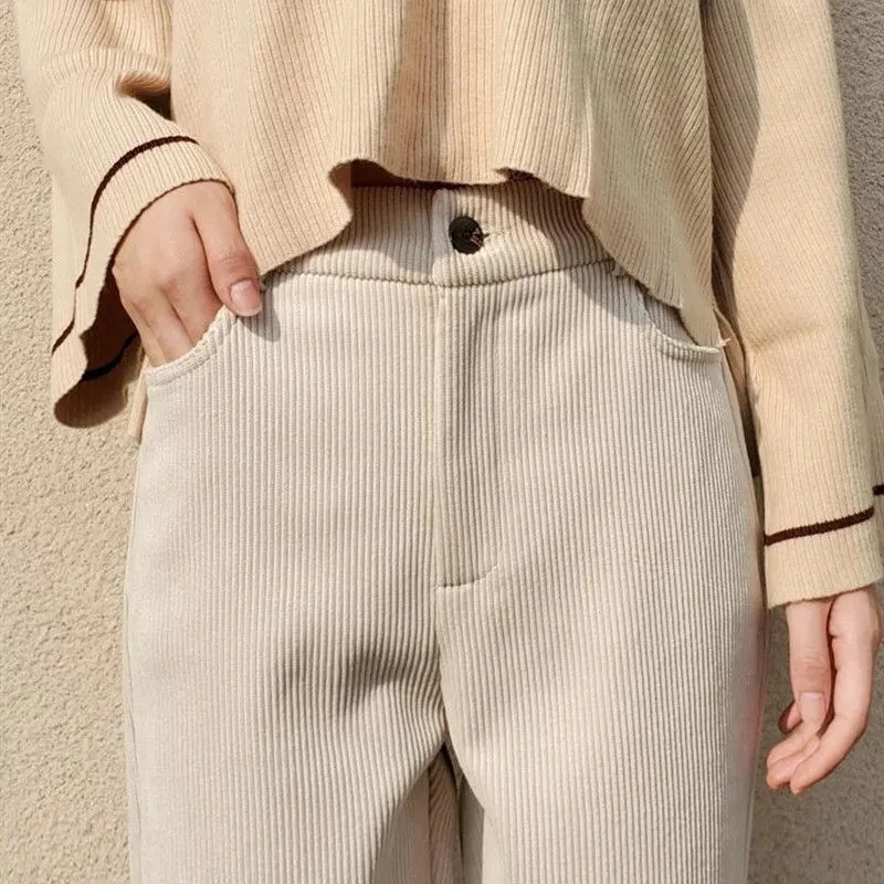 Add Velvet /No Velvet Corduroy Harem Pants Women Autumn Winter Wigh Waist Straight Leg Pants Thick Warm Casual Radish Pants 793
Add Velvet /No Velvet Corduroy Harem Pants Women Autumn Winter Wigh Waist Straight Leg Pants Thick Warm Casual Radish Pants 793