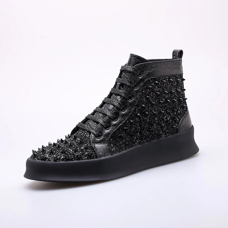 Туфли мужские кожаные, с заклепками, на плоской платформе, черные, в стиле панк, хип-хоп
Туфли мужские кожаные, с заклепками, на плоской платформе, черные, в стиле панк, хип-хоп