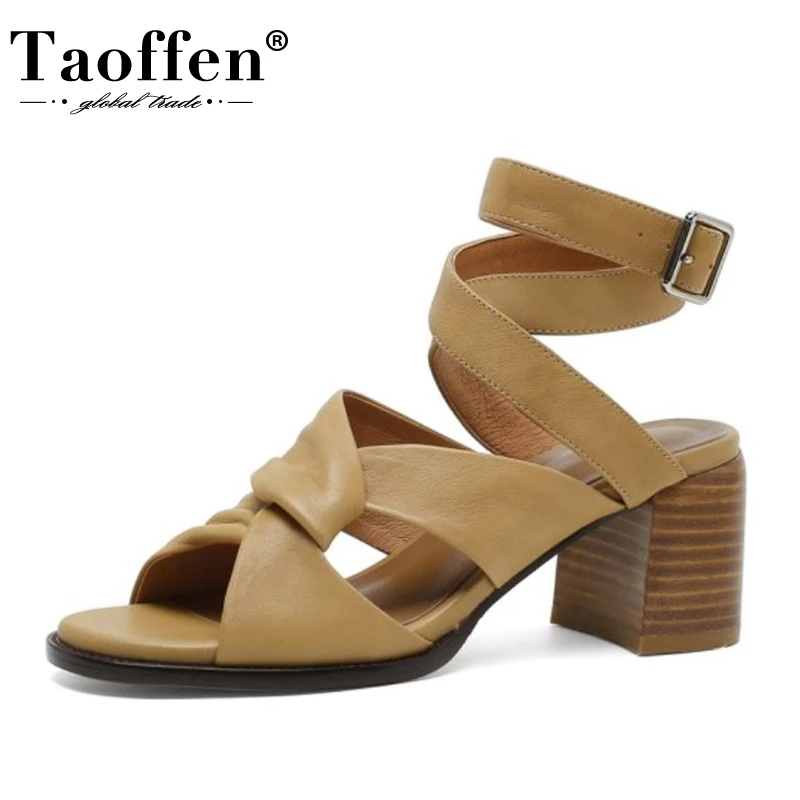 TAOFFEN Sandals For Women Real Leather Patchwork Summer Women Shoes Fashion Ankle Wrap Think Heels Footwear Size 34-40
TAOFFEN Sandals For Women Real Leather Patchwork Summer Women Shoes Fashion Ankle Wrap Think Heels Footwear Size 34-40