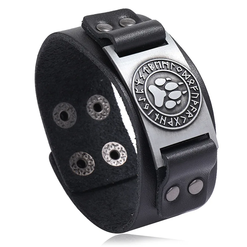 2020 Adjustable Wide Leather Vintage Woven Bracelet For Men Dog Footprint Bracelet Wide Nordic Jewelry Male Viking Bracelet
2020 Adjustable Wide Leather Vintage Woven Bracelet For Men Dog Footprint Bracelet Wide Nordic Jewelry Male Viking Bracelet