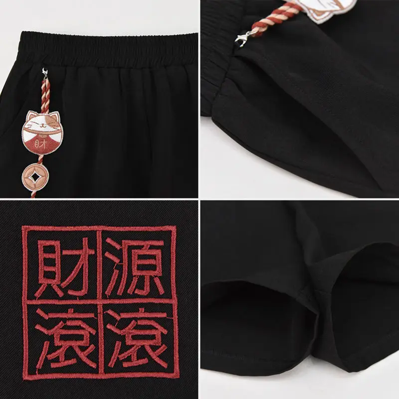 Shorts Women Japanese Summer Loose Wide Leg Casual All-match Trousers Friends Lovely Embroidery Elastic High Waist Simple Chic
Shorts Women Japanese Summer Loose Wide Leg Casual All-match Trousers Friends Lovely Embroidery Elastic High Waist Simple Chic