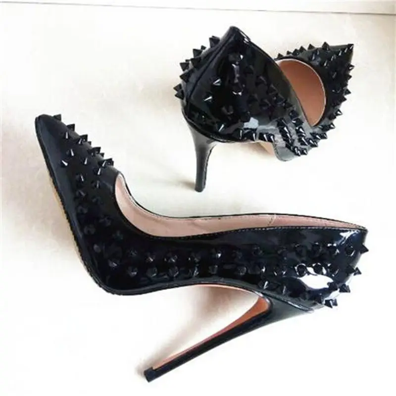 New Fashion Black Sexy Rivets Stiletto Heels Pointed Toe Leather Dress Pumps For Women Party High Heel Studded Shoes
New Fashion Black Sexy Rivets Stiletto Heels Pointed Toe Leather Dress Pumps For Women Party High Heel Studded Shoes