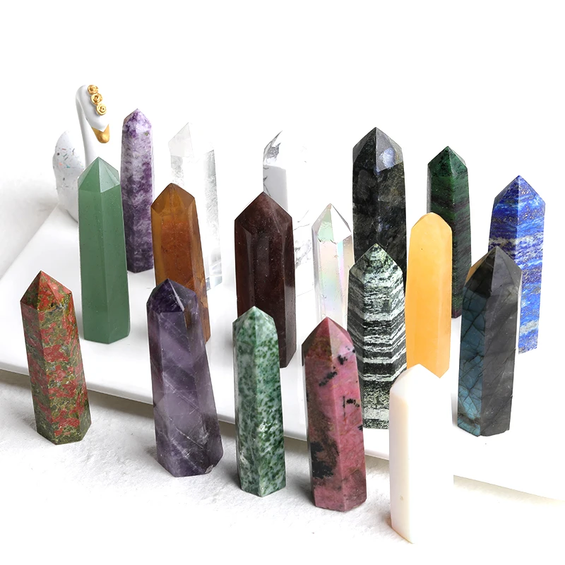 Natural Crystal Magic Point Stones 31 Color Crystal Wand Amethyst Healing Stone Gem Hexagonal Ornament Obelisk Home Decor Gifts
Natural Crystal Magic Point Stones 31 Color Crystal Wand Amethyst Healing Stone Gem Hexagonal Ornament Obelisk Home Decor Gifts