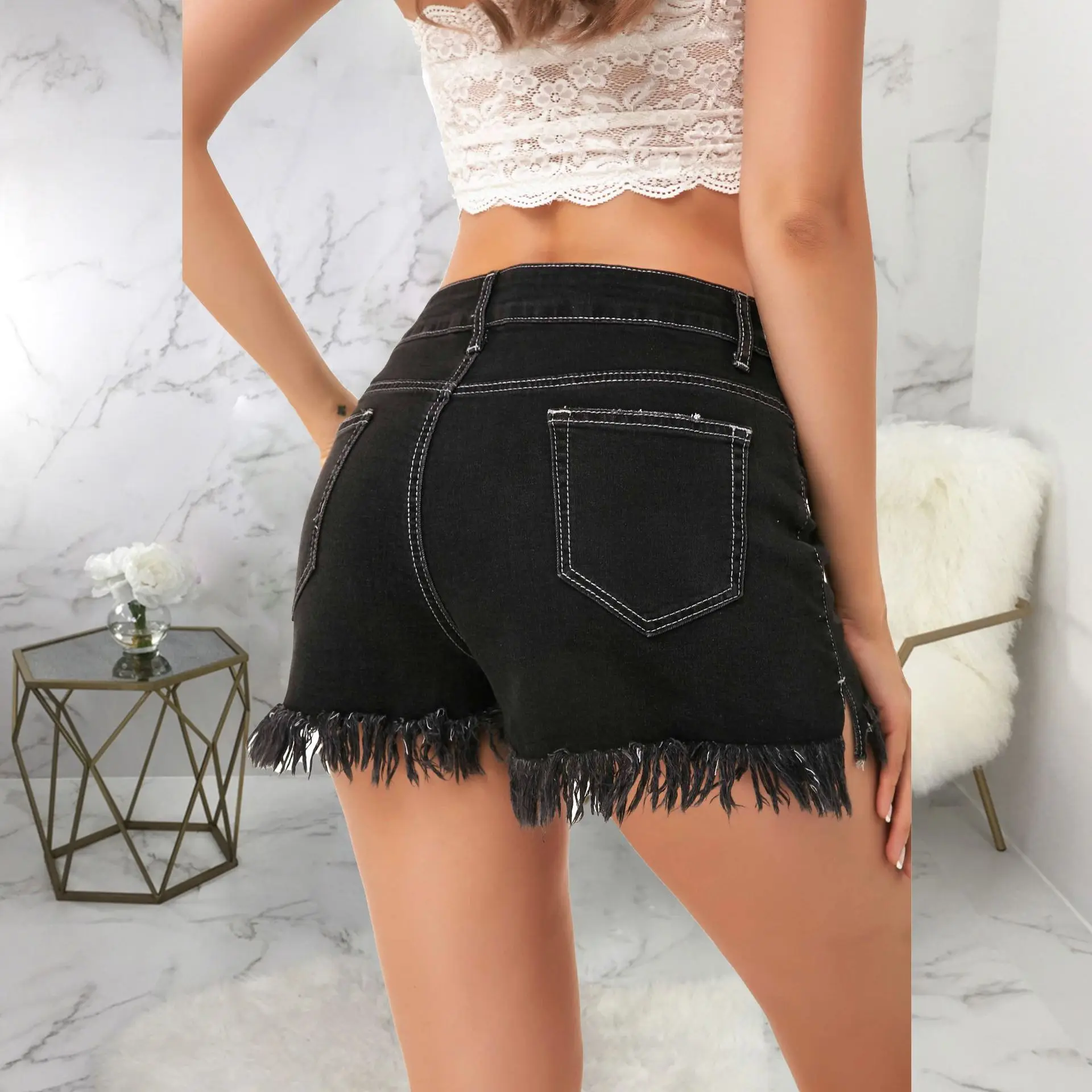 Hot Selling Fashion All-Match Slim-Fit Washed Denim Stretch Shorts With Holes
Hot Selling Fashion All-Match Slim-Fit Washed Denim Stretch Shorts With Holes
