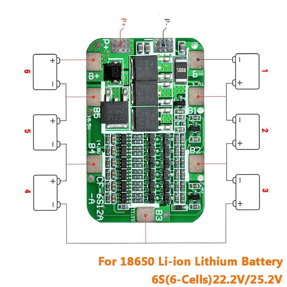 6S 15A 24V PCB BMS Protection Board For 6 Pack 18650 Li-ion Lithium Battery Cell Module DIY Kit One Piece
6S 15A 24V PCB BMS Protection Board For 6 Pack 18650 Li-ion Lithium Battery Cell Module DIY Kit One Piece