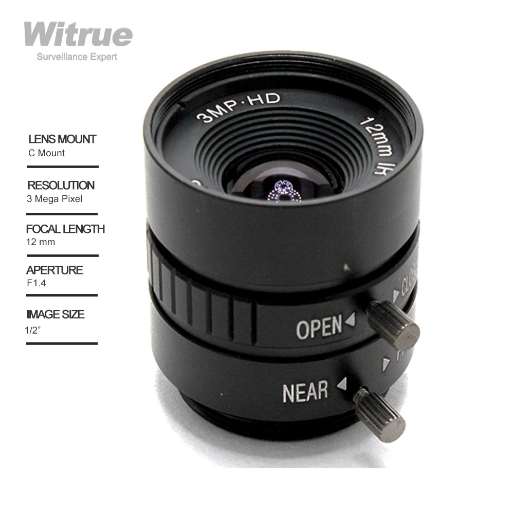 

Witrue HD CCTV Lens C Mount 3 Mega Pixel 12mm Aperture F1.4 1/2" Formate for Security Cameras