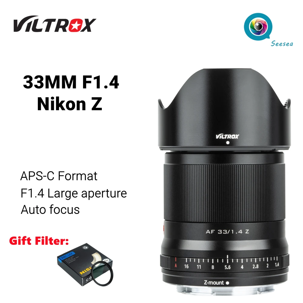 Viltrox 33mm f1.4 Auto Focus APS-C Large aperture lens For Nikon Z Mount ZFC Z6II Z7II Z5 Z6 Z7 Z50 Cameras
Viltrox 33mm f1.4 Auto Focus APS-C Large aperture lens For Nikon Z Mount ZFC Z6II Z7II Z5 Z6 Z7 Z50 Cameras