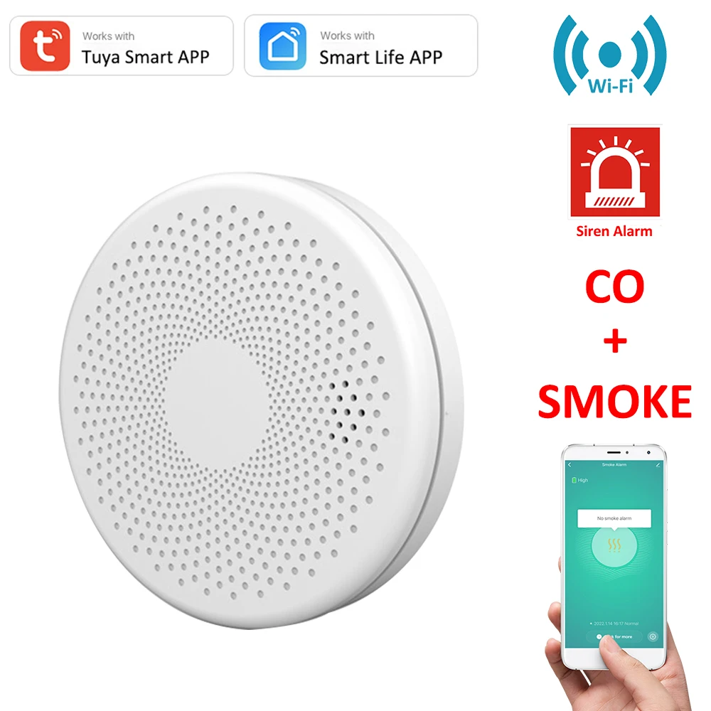 Tuya Smart Life GAS CO Leakage Carbon Monoxide Smoke Detector WIFI Combustible Leakage Home Alarm Sensor 85DB APP Notification
Tuya Smart Life GAS CO Leakage Carbon Monoxide Smoke Detector WIFI Combustible Leakage Home Alarm Sensor 85DB APP Notification