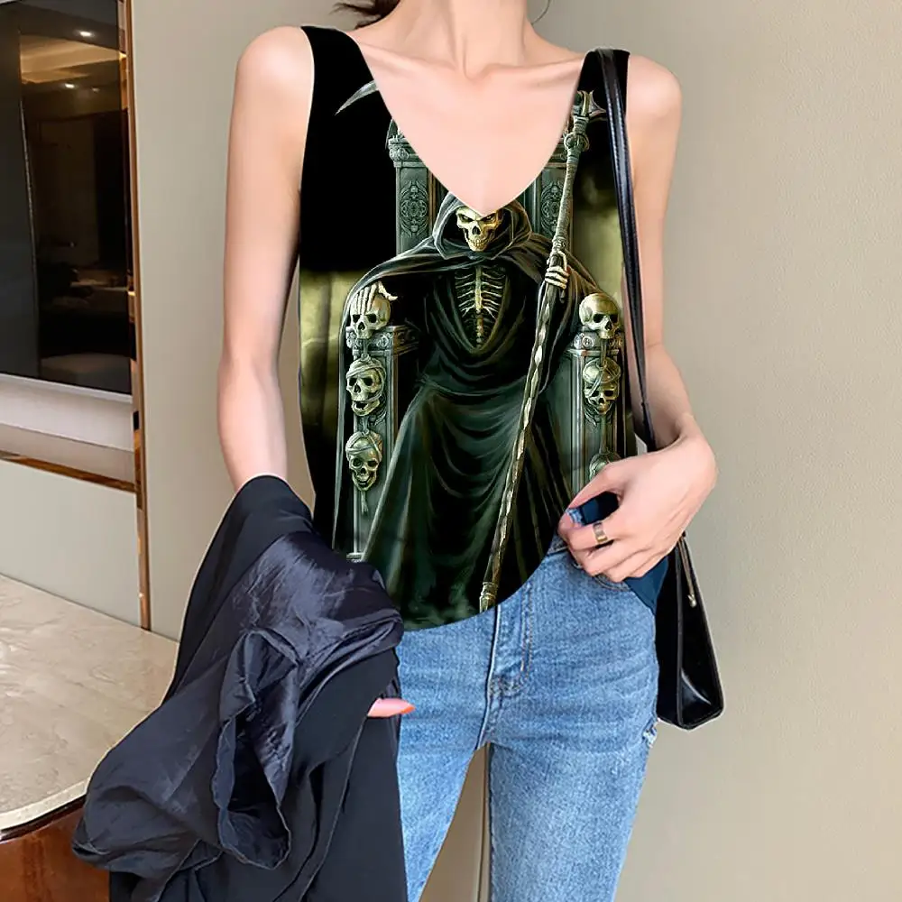 KYKU Skull Tank Top Women Punk Loose Blouse Grim Reaper Print Tank Tops Lightning Camis Casual Womens Clothing Summer Printed
KYKU Skull Tank Top Women Punk Loose Blouse Grim Reaper Print Tank Tops Lightning Camis Casual Womens Clothing Summer Printed