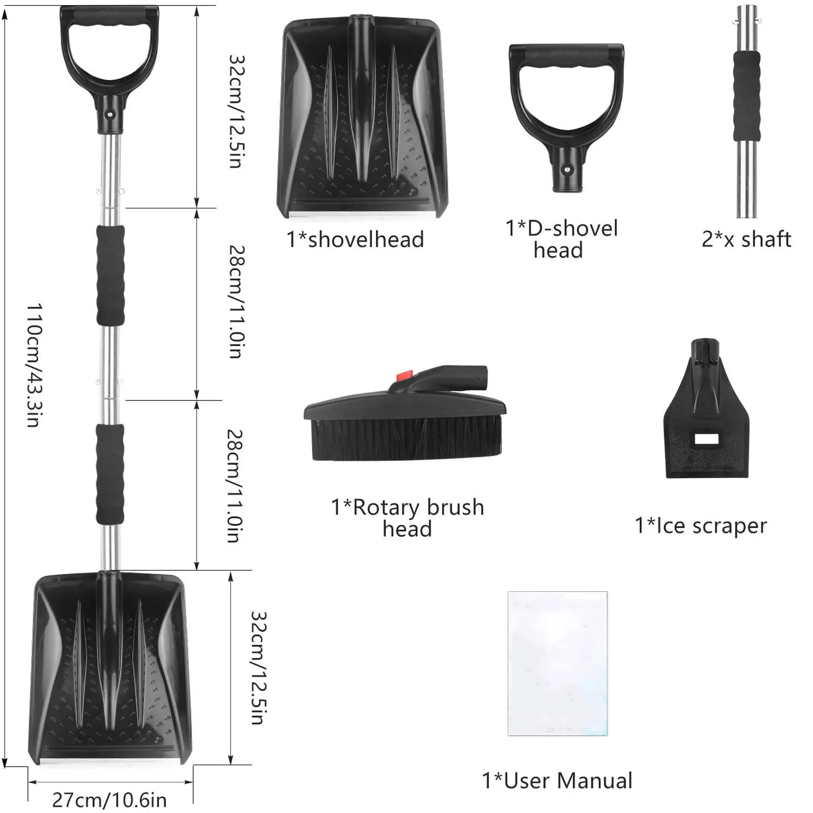 Versatility Blizzard-snow Shovel Tool Practical 3-in-1 Snow Removal Kit Multifunctional Portable Detachable Snow Removal Tool
Versatility Blizzard-snow Shovel Tool Practical 3-in-1 Snow Removal Kit Multifunctional Portable Detachable Snow Removal Tool