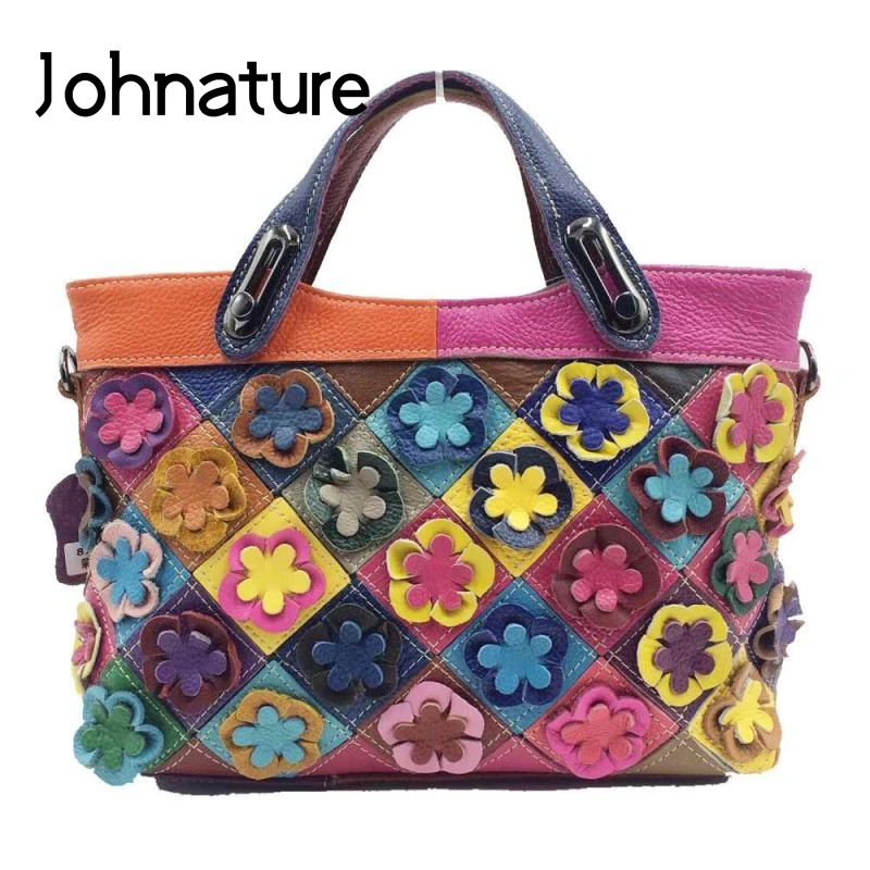 Johnature 2021 New Color Matching Cow Leather Women Bag Casual Tote Retro Flower Patchwork Handbag Large Capacity Shoulder Bags
Johnature 2021 New Color Matching Cow Leather Women Bag Casual Tote Retro Flower Patchwork Handbag Large Capacity Shoulder Bags