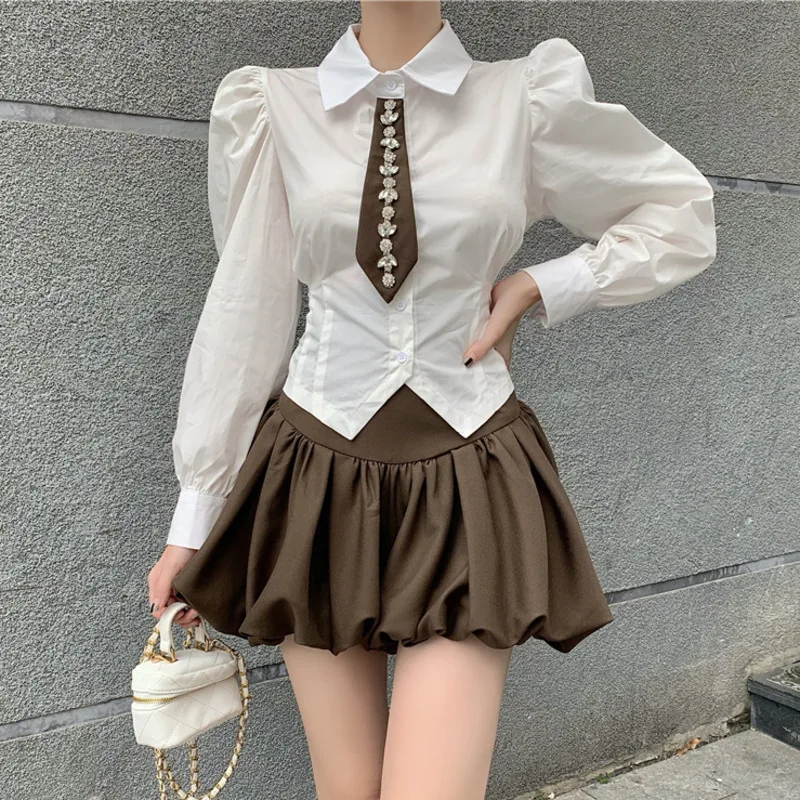 2021 New Fall Preppy Style Two Piece Set Women Crop Top Shirt Blouse + Mermaid Skirts Sets Fashion Casual Student 2 Piece Suits 
2021 New Fall Preppy Style Two Piece Set Women Crop Top Shirt Blouse + Mermaid Skirts Sets Fashion Casual Student 2 Piece Suits