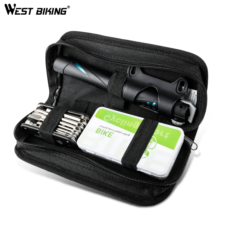 WEST BIKING Portable Bicycle Tools Mini Cycling Pump 11 in 1 Tools Tire Patch Repair Kits Storage Bag Multifunction Bike Tools
WEST BIKING Portable Bicycle Tools Mini Cycling Pump 11 in 1 Tools Tire Patch Repair Kits Storage Bag Multifunction Bike Tools